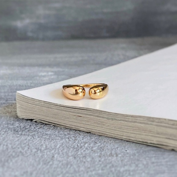 Adjustable Gold Ring 18k Gold Plated Geometric Ring - Picture 5 of 12